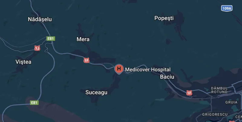Locația Hernia Center pe hartă - Medicover Hospital Baciu